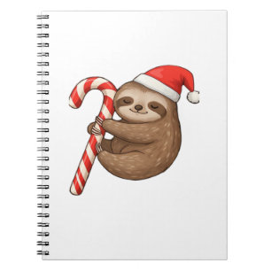 Christmas Sloth Hugging Candy Cane Classic T-Shirt Notebook