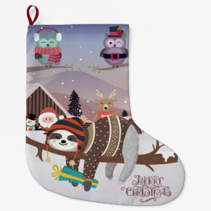 Christmas Sloth Large Christmas Stocking