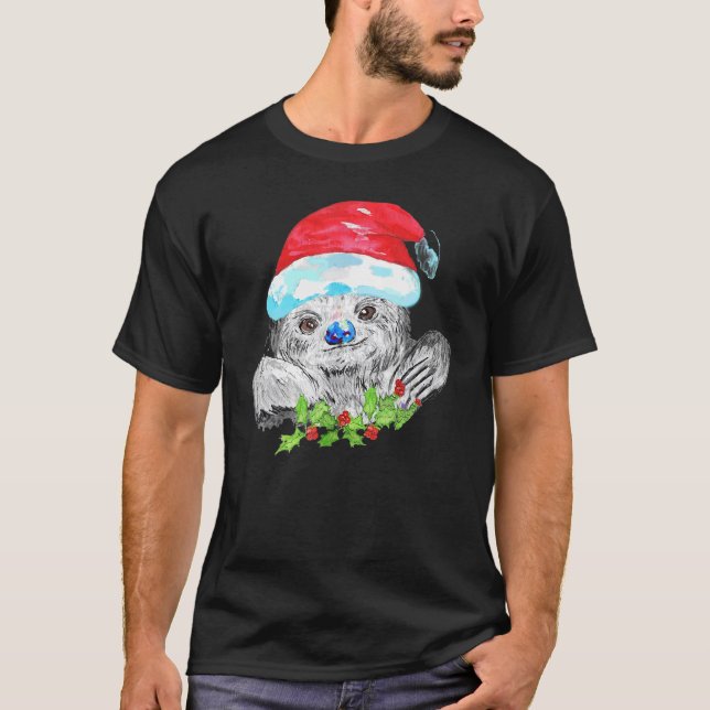 Christmas Sloth Merry Christmas Happy Holidays T-Shirt (Front)