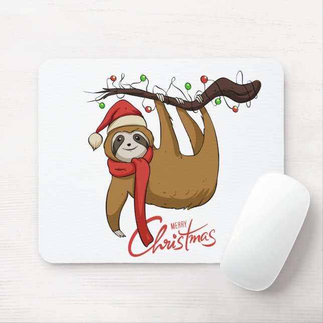 Christmas Sloth on Tree Branch%0A Mouse Pad (With Mouse)