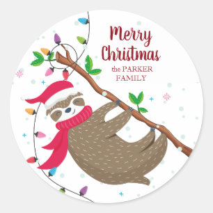 Christmas Sloth personalized sticker