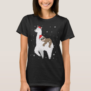 Christmas Sloth Riding Llama Santa Funny Pyjamas F T-Shirt