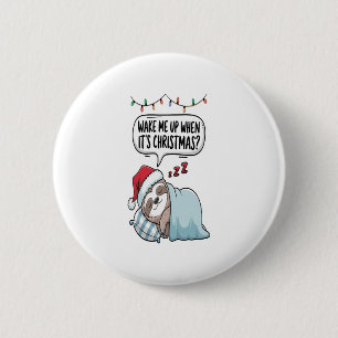 Christmas Sloth Sleeping Holiday 2 Inch Round Button