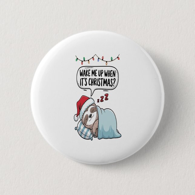 Christmas Sloth Sleeping Holiday 2 Inch Round Button (Front)