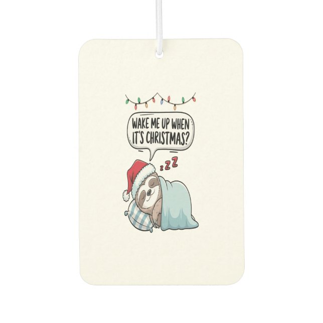Christmas Sloth Sleeping Holiday Air Freshener (Front)