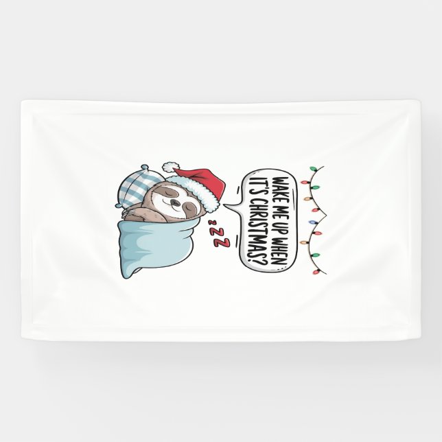Christmas Sloth Sleeping Holiday Banner (Horizontal)