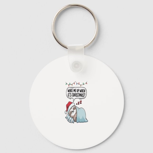 Christmas Sloth Sleeping Holiday Keychain (Front)