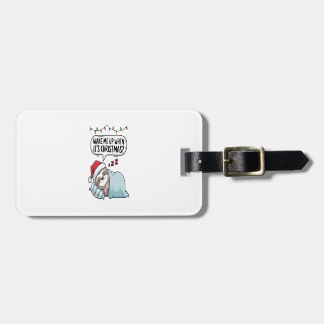 Christmas Sloth Sleeping Holiday Luggage Tag (Front Horizontal)