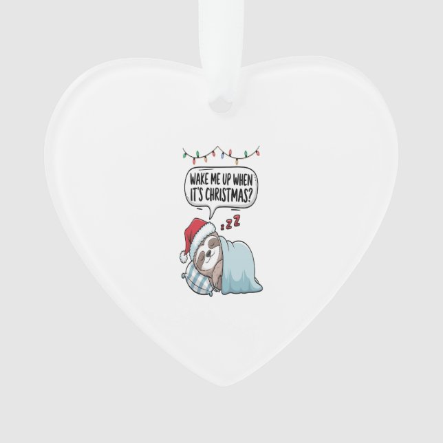 Christmas Sloth Sleeping Holiday Ornament (Front)