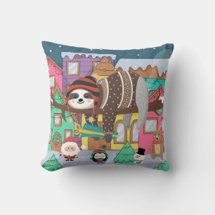 Christmas Sloth Throw Pillow