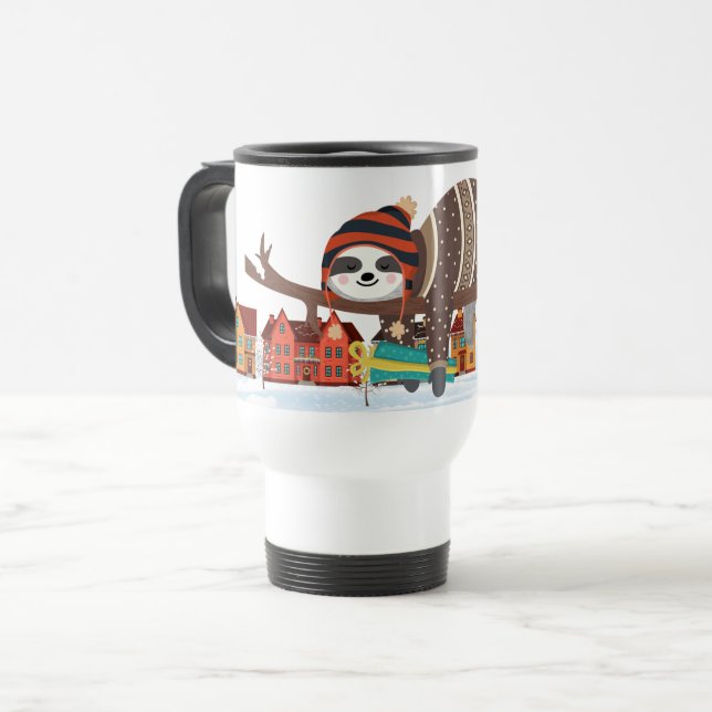 Christmas Sloth Travel Mug (Front Left)