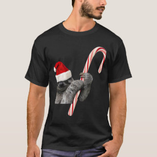 Christmas Sloth With Candy Cane T-Shirt