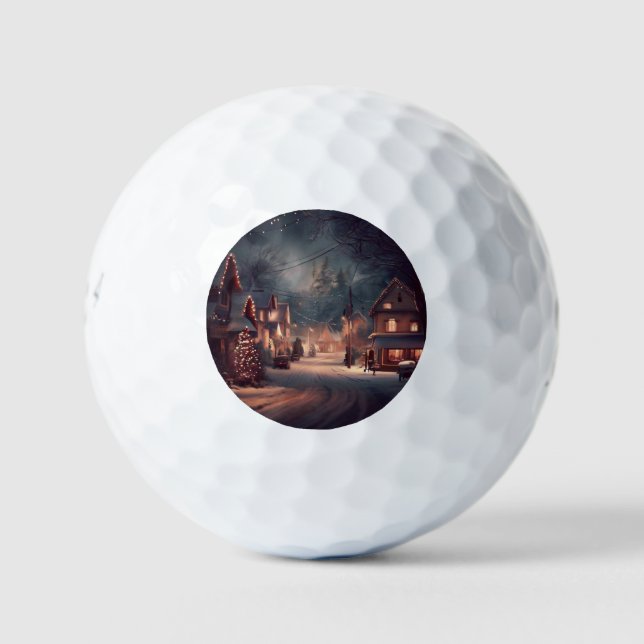 Christmas Small Town (3) Golf Balls (Front)