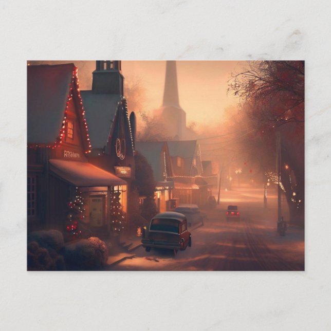 Christmas Small Town 4 Holiday Postcard (Front)