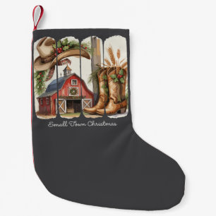 Christmas Small Town Retro Western Cowgirl Boots Stocking