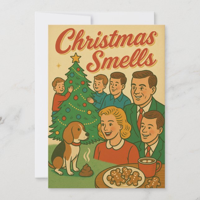 Christmas Smells A Retro Holiday Stinker Card (Front)
