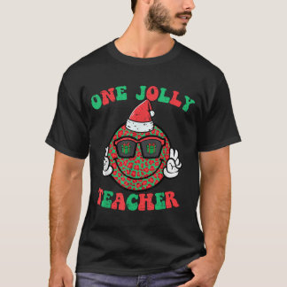 Christmas Smile Peace Jolly Teacher Retro Xmas T-Shirt