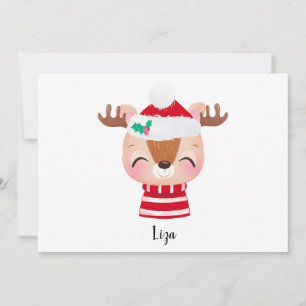 Christmas Smiling Reindeer Face Holiday Card