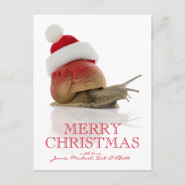 Christmas Snail Holiday Postcard (Front)