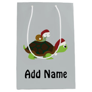 Christmas Snail on a turtle Medium Gift Bag