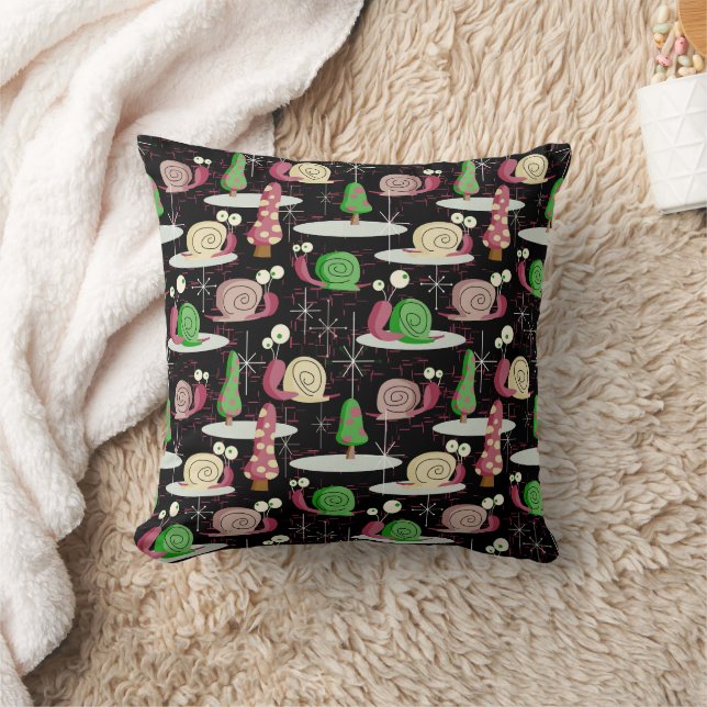 Christmas Snaily Snails - MidCentury Retro -- Throw Pillow (Blanket)