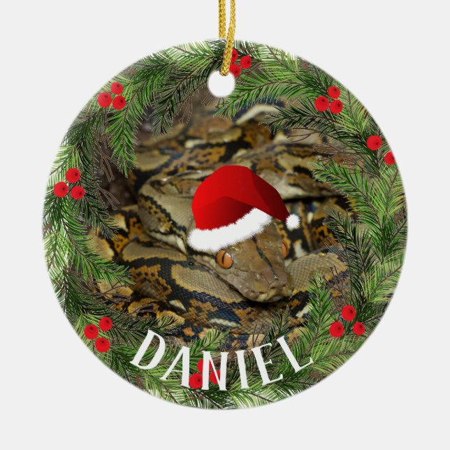 Christmas Snake Ceramic Ornament (Front)