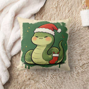 Christmas Snake Chinese Zodiac Throw Pillow