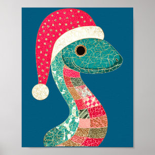 Christmas Snake Santa Hat Holiday Fun Premium Tri- Poster