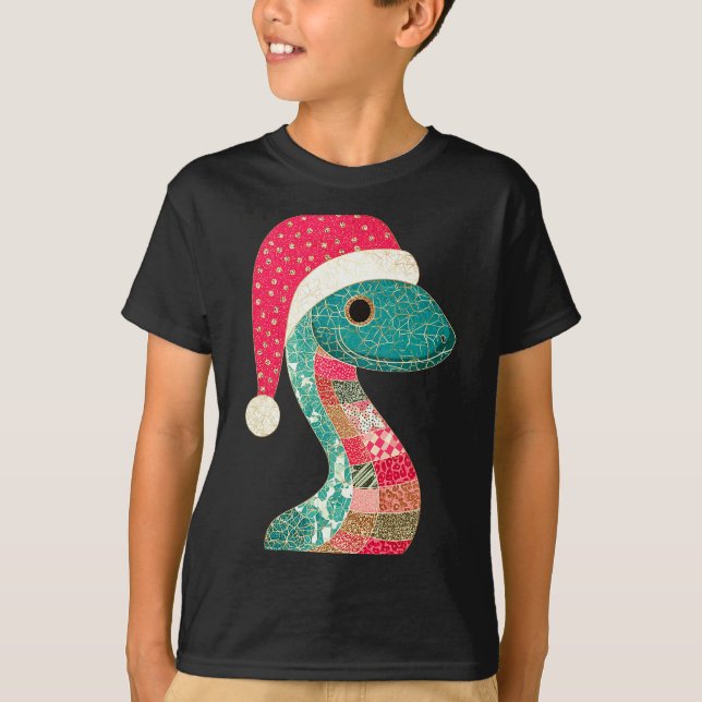 Christmas Snake Santa Hat Holiday Fun Premium Tri- T-Shirt (Front)