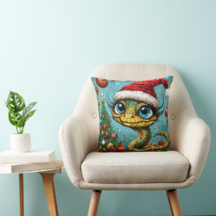 Christmas snake throw pillow