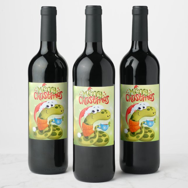 Christmas snake wine label (Bottles)