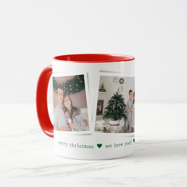 Christmas Snapshots 3 Photo Personalized Gift Mug (Front Left)