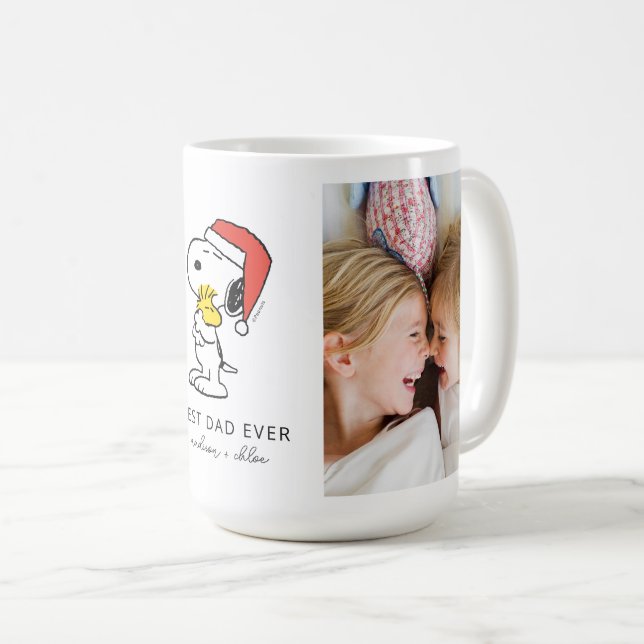 Christmas Snoopy & Woodstock | Best Dad - Photo Coffee Mug (Front Right)