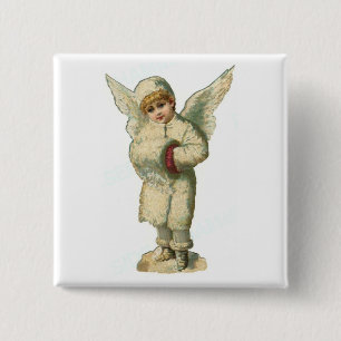 Christmas Snow Angel 2 Inch Square Button