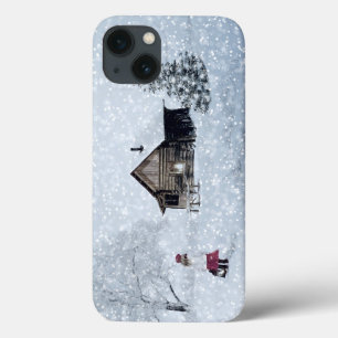 Christmas Snow at the Cabin iPhone 13 Case