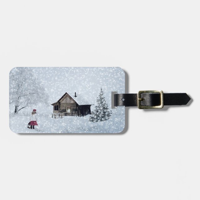 Christmas Snow at the Cabin Luggage Tag (Front Horizontal)