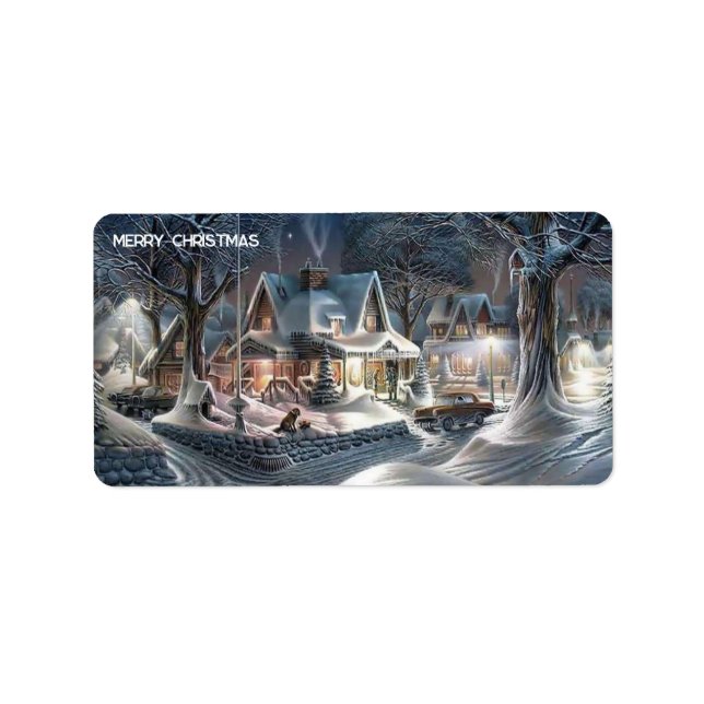 Christmas snow background address label (Front)