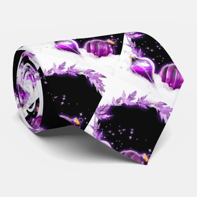 Christmas snow baubels purple black tie (Rolled)
