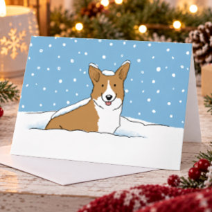 Christmas Snow Corgi Holiday Card