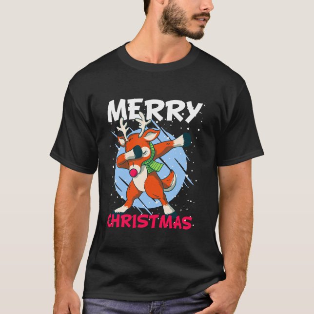 Christmas Snow Dabbing Santa Rudolf Red Nose Reind T-Shirt (Front)