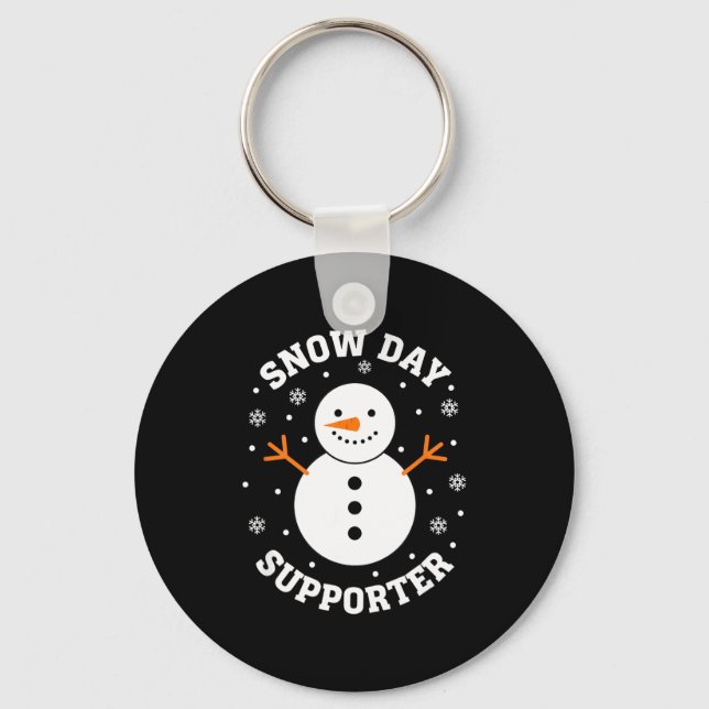 Christmas Snow Day Suprter Snowflake Snowman Funny Keychain (Front)