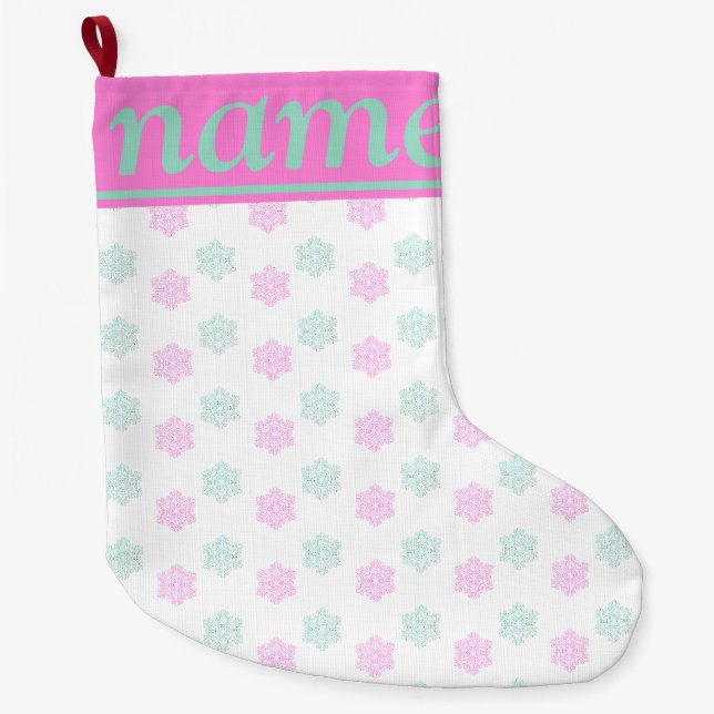 Christmas snow flake   large christmas stocking (Front)
