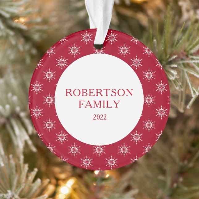 Christmas Snow Flakes Custom Family Name  Ornament (Tree)