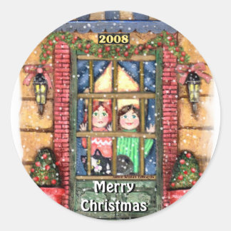 Christmas Snow Girls With Cat Stickers