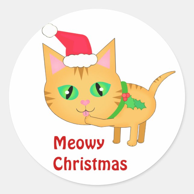 Christmas Snow Girls With Cat Stickers (Front)