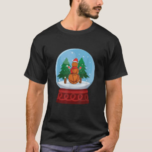 Christmas Snow Globe Basketball Snowman  T-Shirt