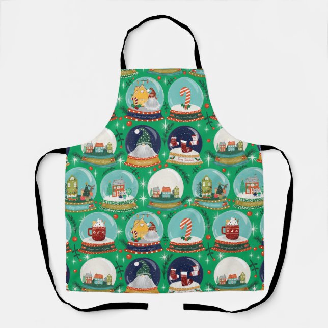 Christmas snow-globe//Gnome//Gingerbread House// Apron (Front)