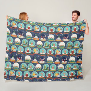 Christmas snow-globe Gnome//Gingerbread House Fleece Blanket