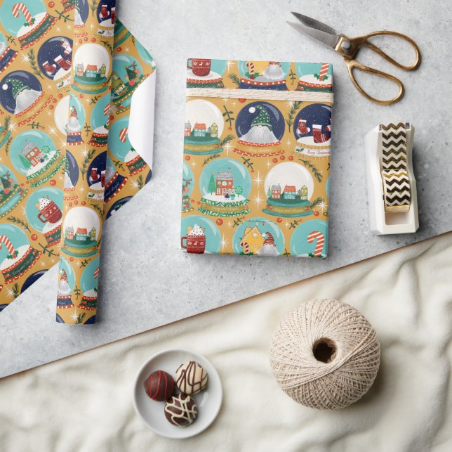 Christmas snow-globe Gnome//Gingerbread House// Wrapping Paper (Crafts)