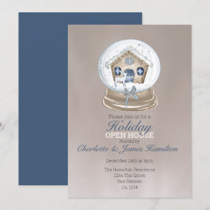 Christmas Snow Globe Holiday Open House Party Invitation